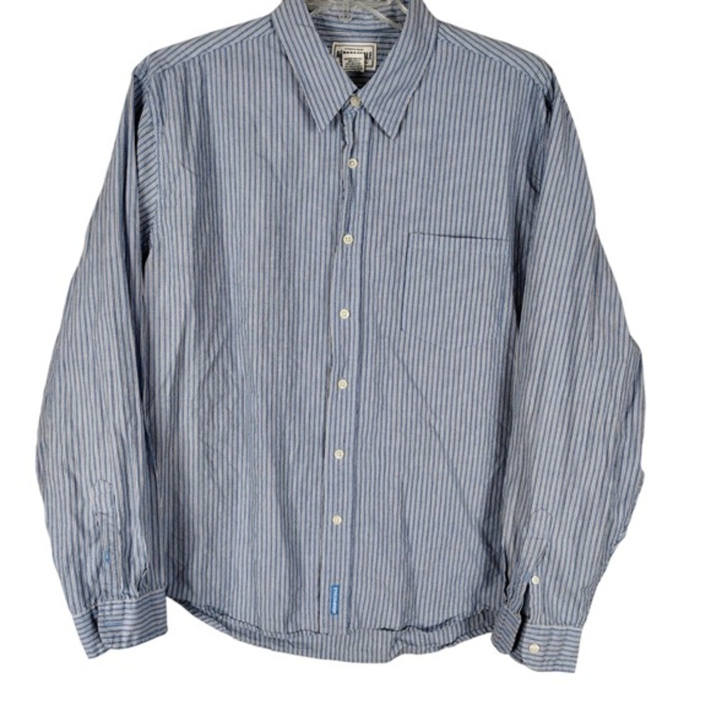 Aeropostale Mens XL Blue White Striped Button Down Shirt Long Sleeve Cotton 100%